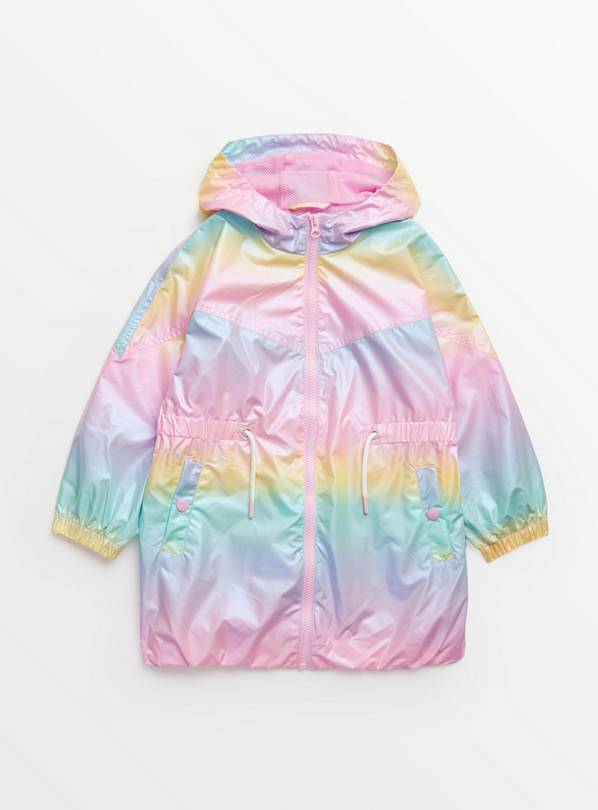 Rainbow Ombre Shower Resistant Hooded Mac Coat  5-6 years